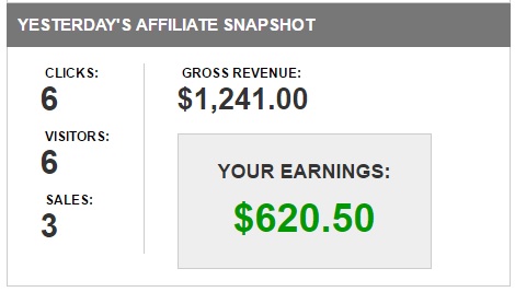 An example of a small amount of traffic making large affiliate commissions.