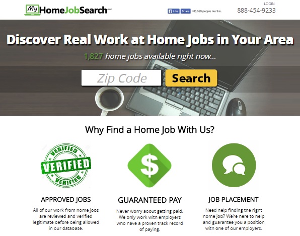 My Home Job Search dot Com. Website home page. myhomejobsearch.com