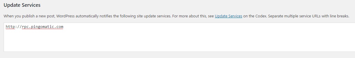 The default WordPress update services.