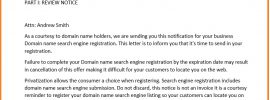 Domain notification scam email example.