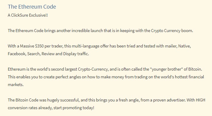 The truth about The Ethereum Code on Clicksure.