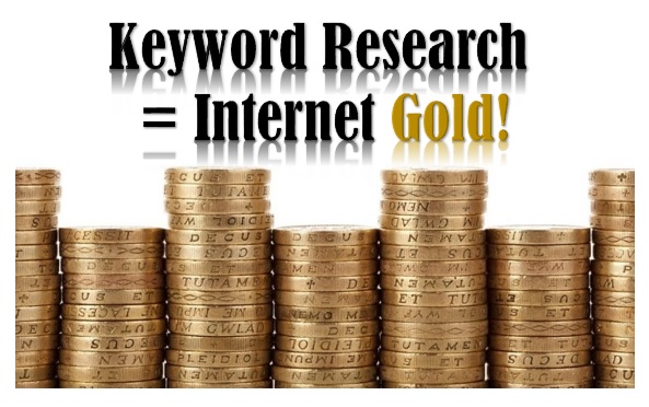 Image saying that keyword research equals internet gold.